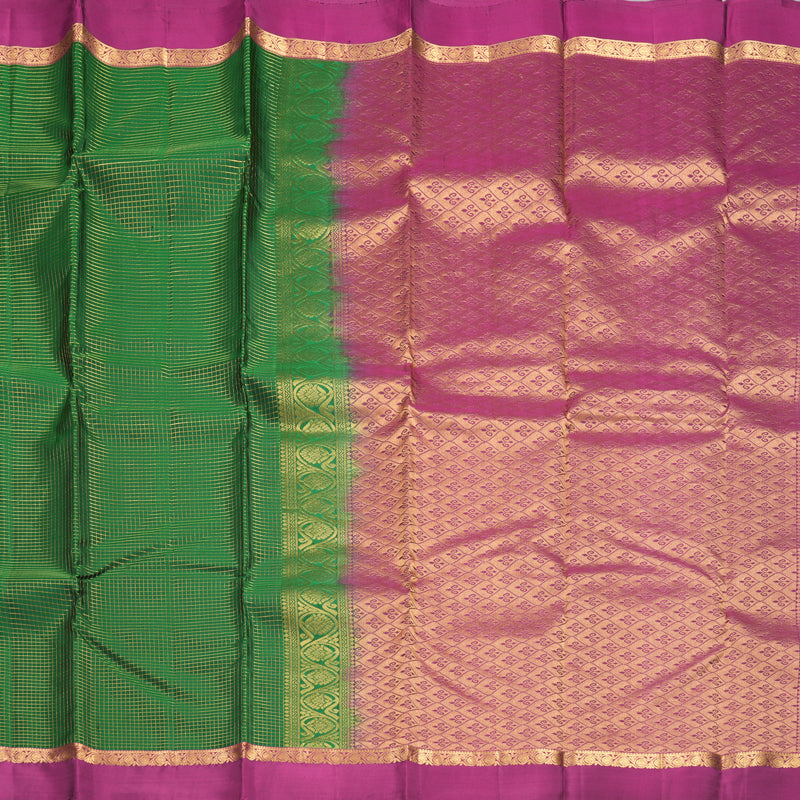 Hayagrivas Handloom Bottle Green Kanjivaram Silk Saree with Purple Border KBF977I9-21