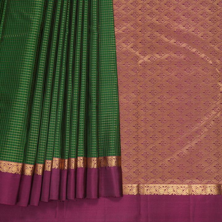 Hayagrivas Handloom Bottle Green Kanjivaram Silk Saree with Purple Border KBF977I9-21