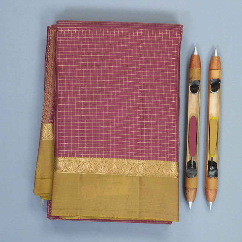 Hayagrivas Handloom Mild Purple Kanjivaram Silk Saree with Manthalir Green Border KBF977I9-22