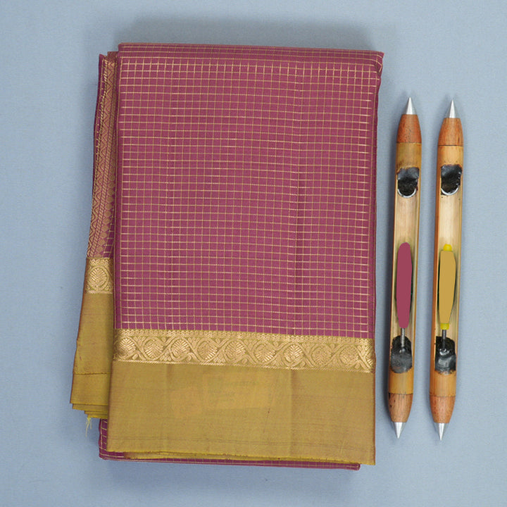 Hayagrivas Handloom Mild Purple Kanjivaram Silk Saree with Manthalir Green Border KBF977I9-22