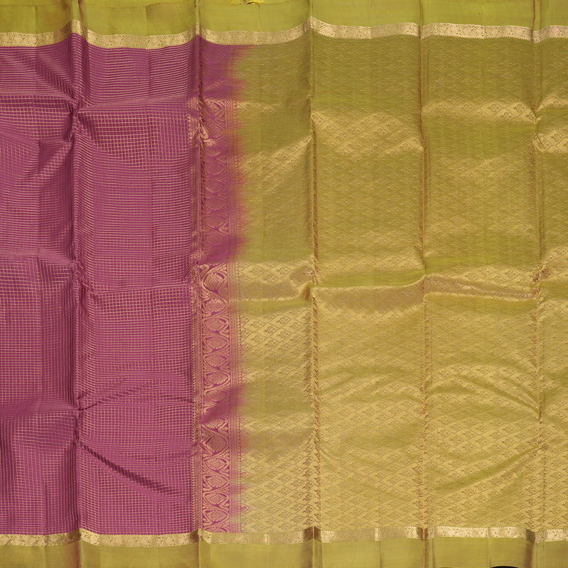 Hayagrivas Handloom Mild Purple Kanjivaram Silk Saree with Manthalir Green Border KBF977I9-22