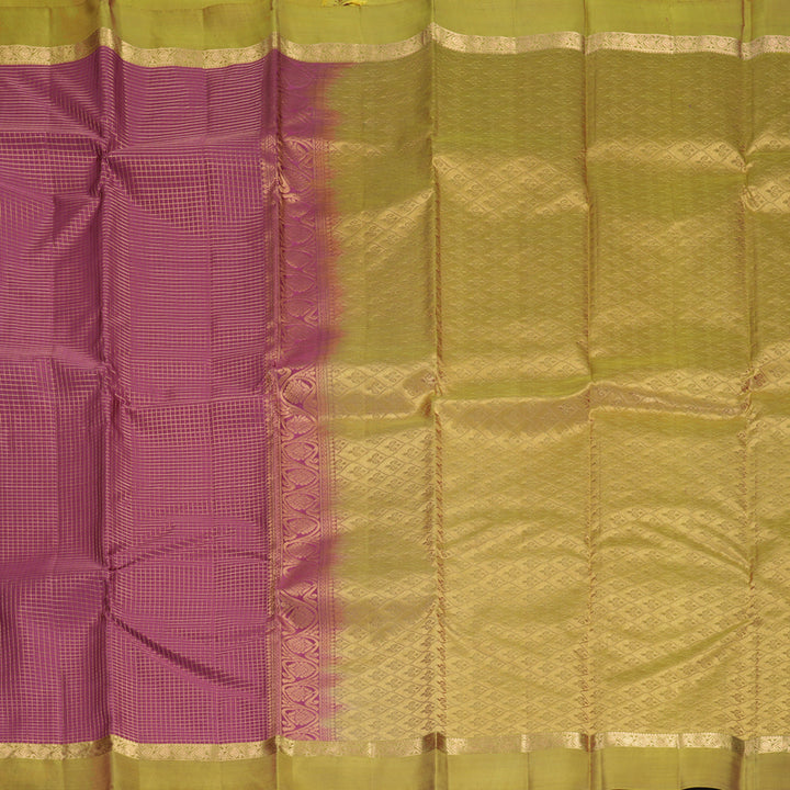 Hayagrivas Handloom Mild Purple Kanjivaram Silk Saree with Manthalir Green Border KBF977I9-22