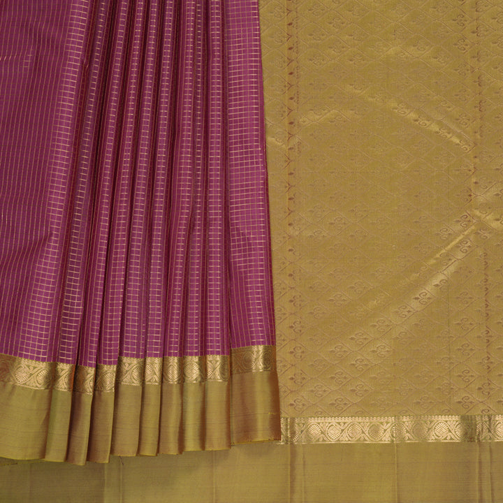 Hayagrivas Handloom Mild Purple Kanjivaram Silk Saree with Manthalir Green Border KBF977I9-22