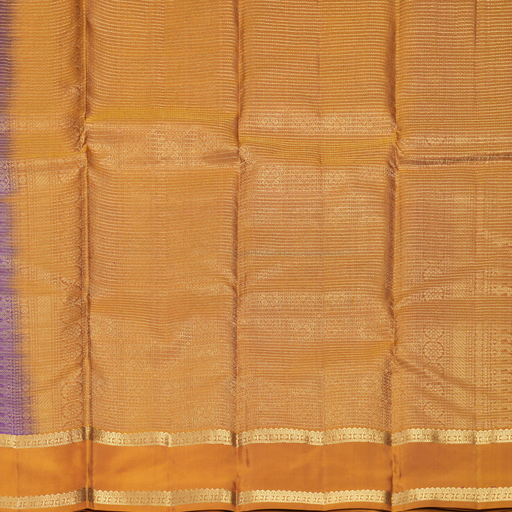 Hayagrivas Handloom Purple Kanjivaram Silk Saree with Golden Orange Border KBF977I9-25