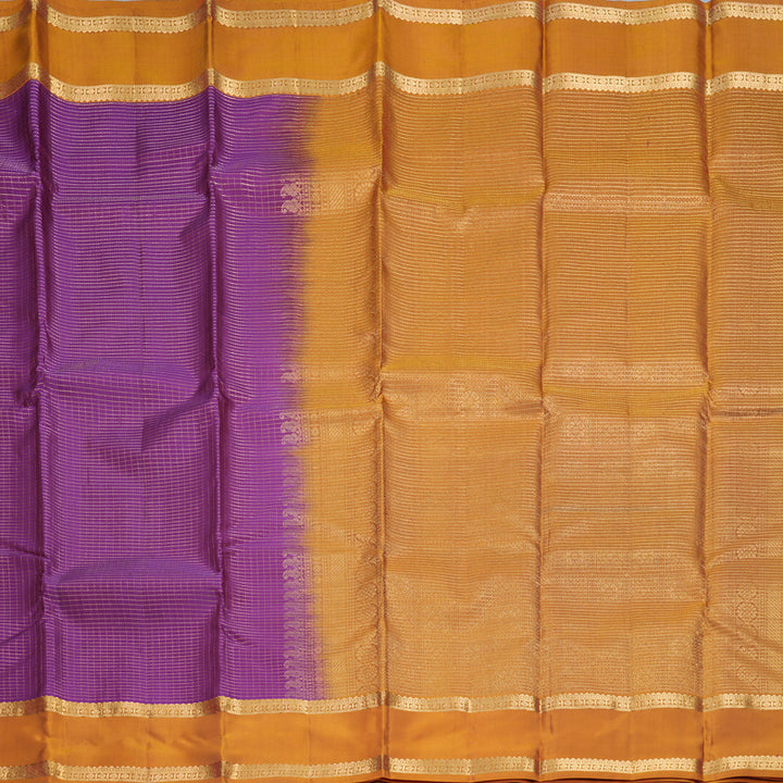 Hayagrivas Handloom Purple Kanjivaram Silk Saree with Golden Orange Border KBF977I9-25