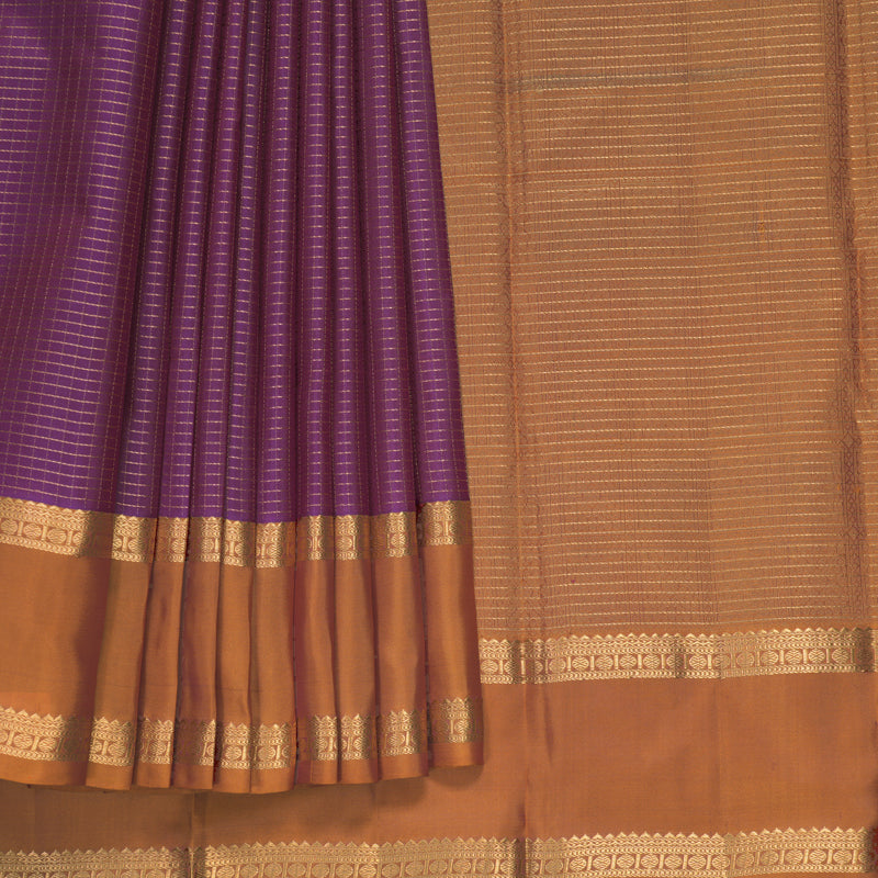 Hayagrivas Handloom Purple Kanjivaram Silk Saree with Golden Orange Border KBF977I9-25