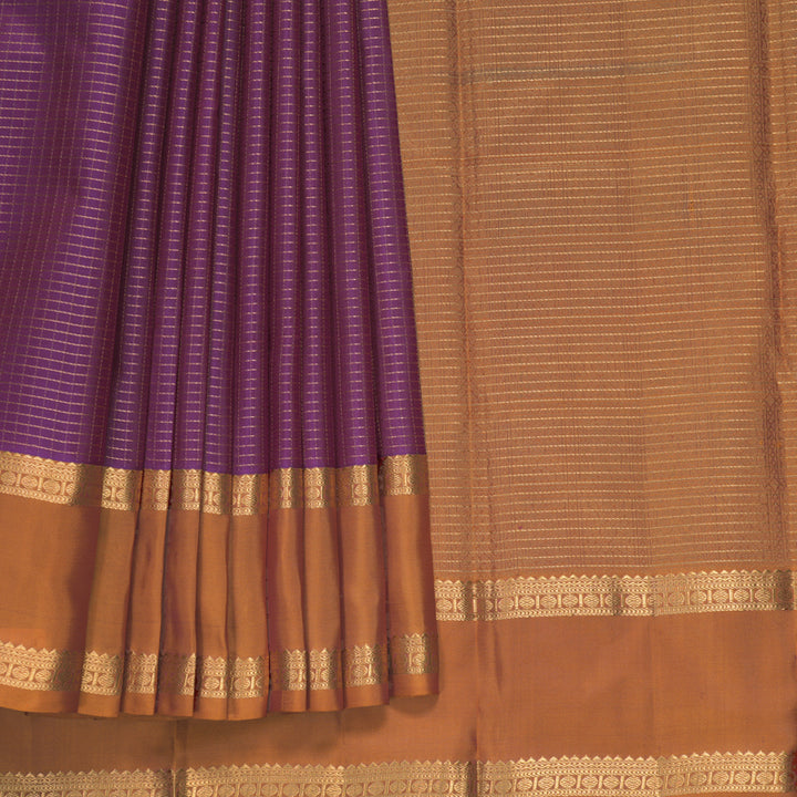 Hayagrivas Handloom Purple Kanjivaram Silk Saree with Golden Orange Border KBF977I9-25