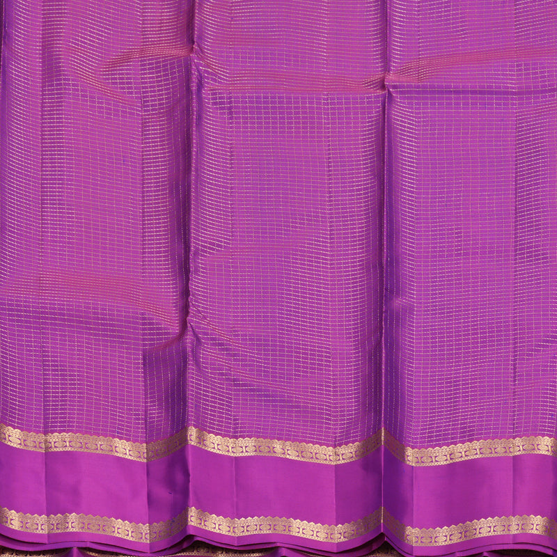 Hayagrivas Handloom Purplish-Blue Kanjivaram Silk Saree with Purple Border KBF977I9-32