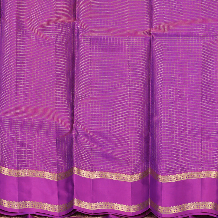 Hayagrivas Handloom Purplish-Blue Kanjivaram Silk Saree with Purple Border KBF977I9-32