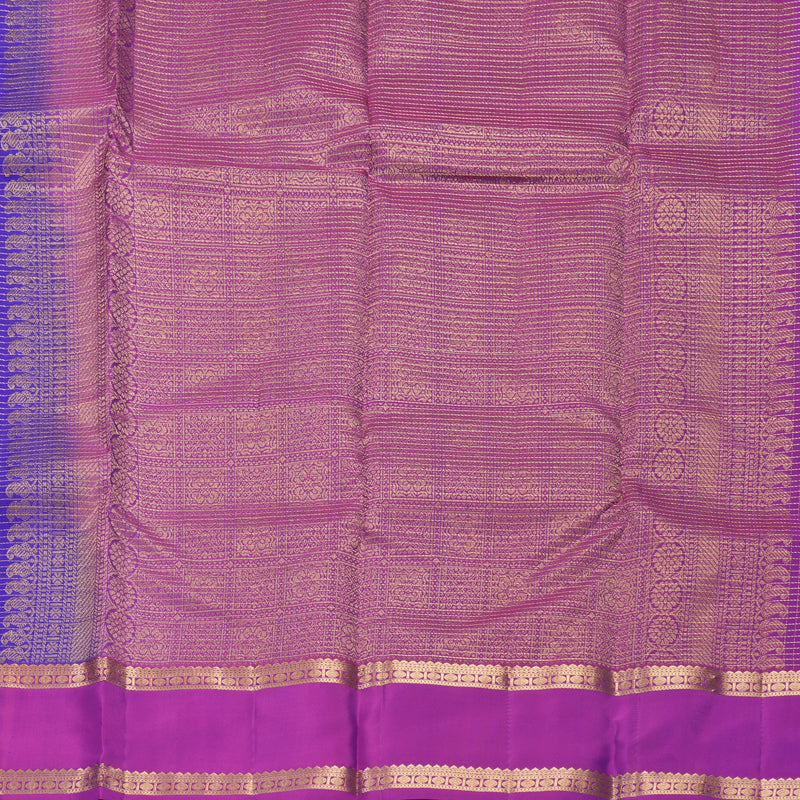 Hayagrivas Handloom Purplish-Blue Kanjivaram Silk Saree with Purple Border KBF977I9-32