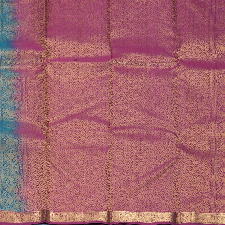 Hayagrivas Handloom Ramar Blue Kanjivaram Silk Saree with Purple Border KBF977I9-7