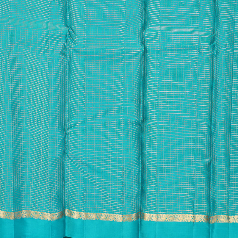 Hayagrivas Handloom Sea Green Kanjivaram Silk Saree with Sky Blue Border KBF977I9-8