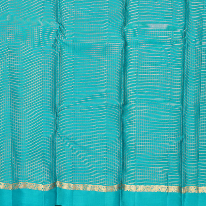 Hayagrivas Handloom Sea Green Kanjivaram Silk Saree with Sky Blue Border KBF977I9-8