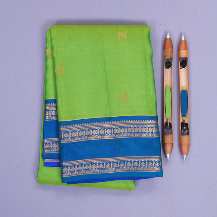 Hayagrivas Handloom Parrot Green Kanjivaram Silk Saree with Mayilkazhuthu Border KBF978I1-1