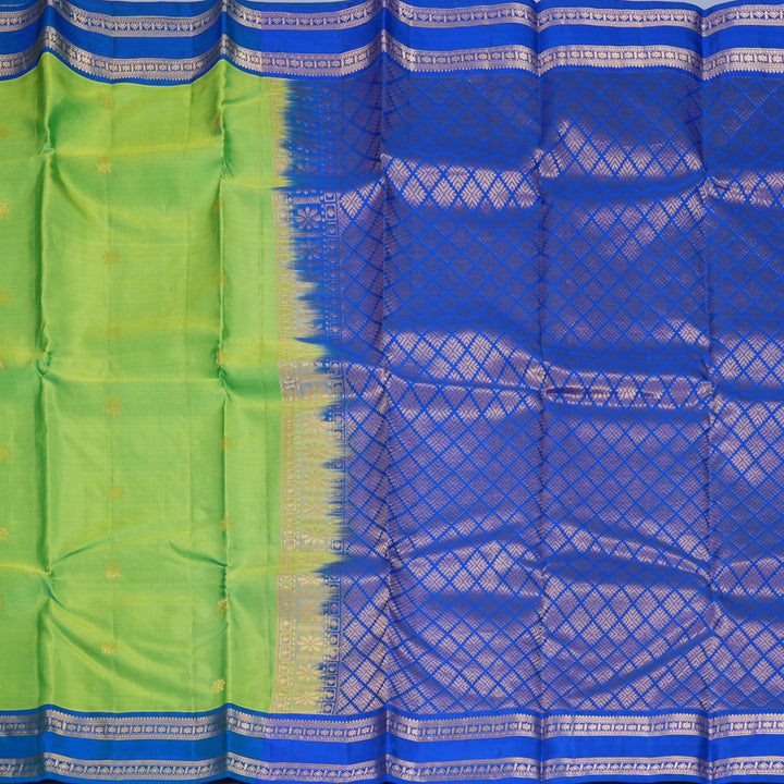 Hayagrivas Handloom Parrot Green Kanjivaram Silk Saree with Mayilkazhuthu Border KBF978I1-1