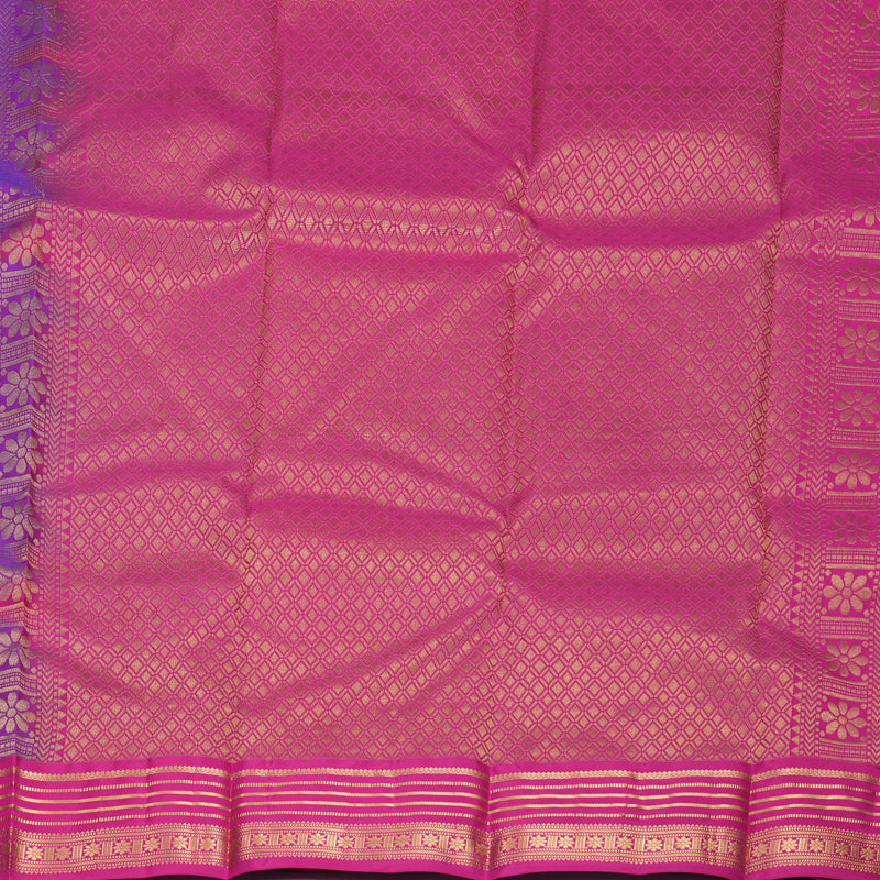 Hayagrivas Handloom Purple Kanjivaram Silk Saree with Pink Border KBF978I2-31
