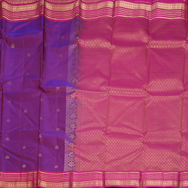 Hayagrivas Handloom Purple Kanjivaram Silk Saree with Pink Border KBF978I2-31