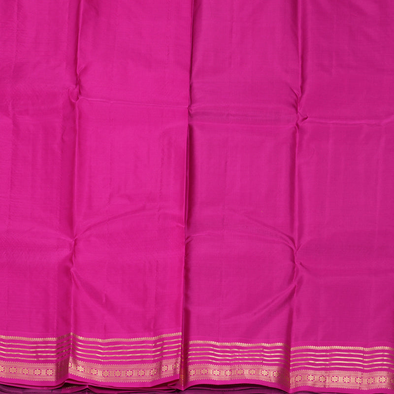 Hayagrivas Handloom Olive Green Kanjivaram Silk Saree with Purple Border KBF978I2-44