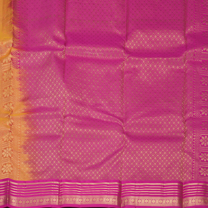 Hayagrivas Handloom Olive Green Kanjivaram Silk Saree with Purple Border KBF978I2-44