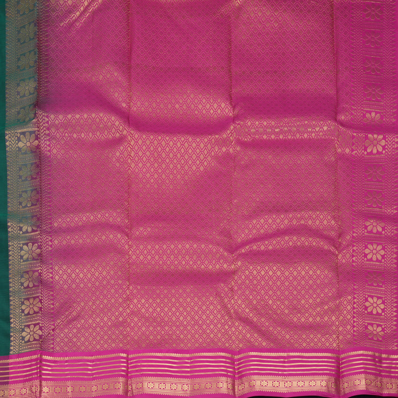 Hayagrivas Handloom Bottle Green Kanjivaram Silk Saree with Purple Border KBF978I2-5