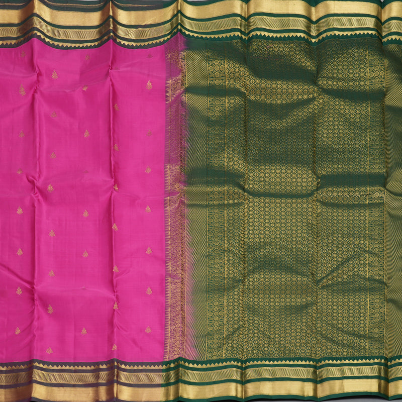 Hayagrivas Handloom Rani Pink Kanjivaram Silk Saree with Mayilkazhuthu Border KBF978I2-53