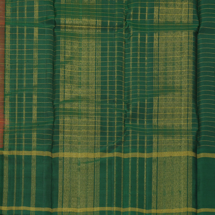 Hayagrivas Handloom Orangish-Pink Kanjivaram Silk Saree with Ganga Jamuna Border KBF979I3-1