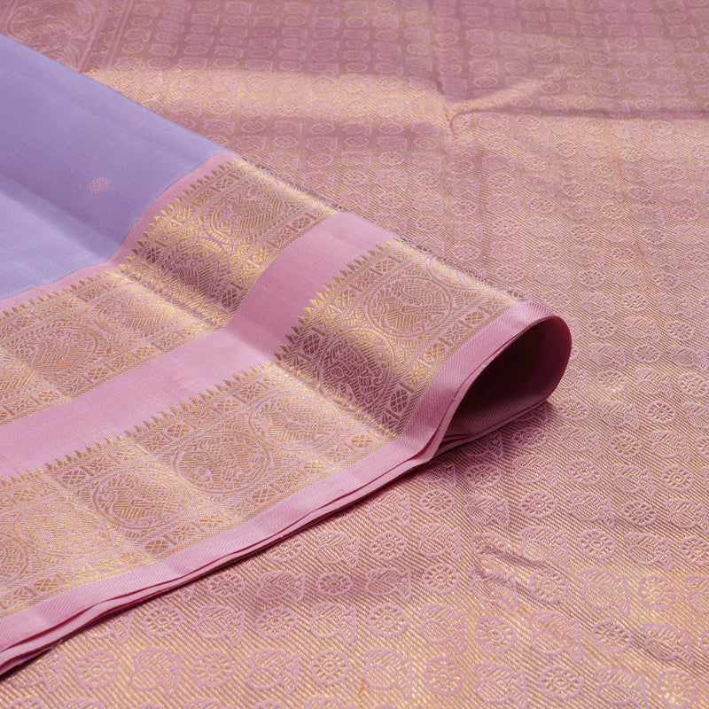 Hayagrivas Handloom Lilac Kanjivaram Silk Saree with Rose Pink Border KBF97D1-1