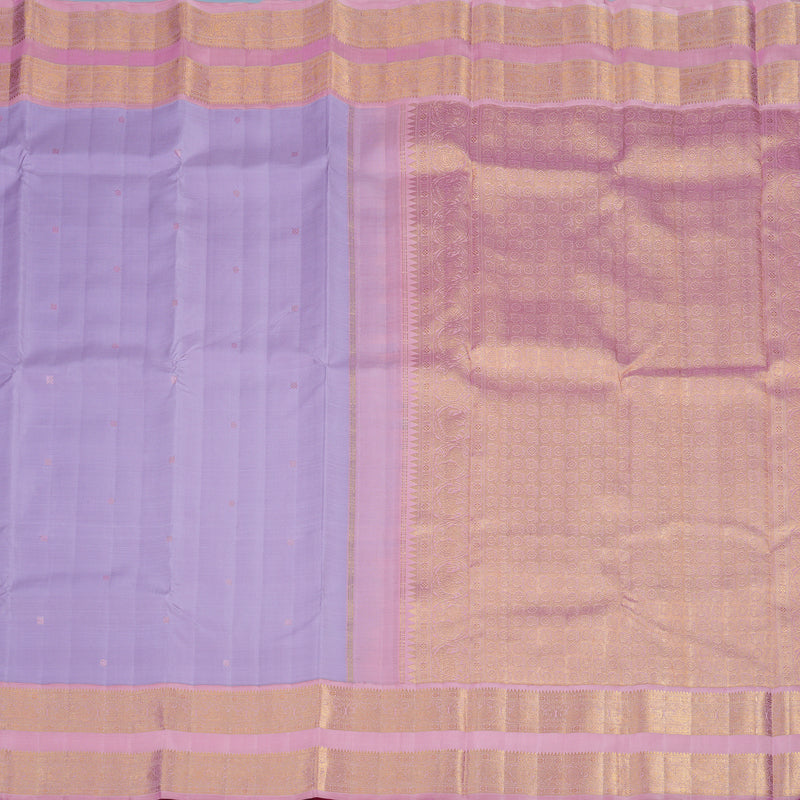 Hayagrivas Handloom Lilac Kanjivaram Silk Saree with Rose Pink Border KBF97D1-1