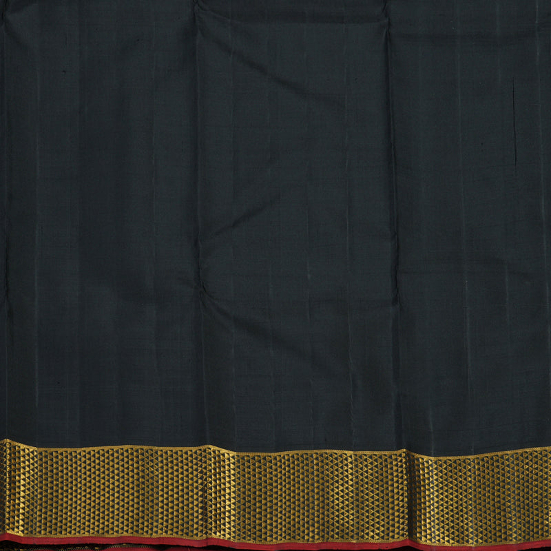 Hayagrivas Handloom Beige Kanjivaram Silk Saree with Black Border KBF97D2-1