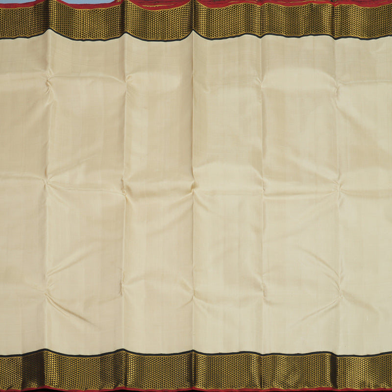 Hayagrivas Handloom Beige Kanjivaram Silk Saree with Black Border KBF97D2-1