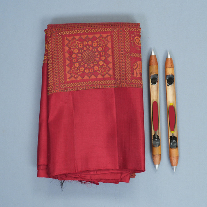 Hayagrivas Handloom Maroon Kanjivaram Silk Saree KBF981I7-1