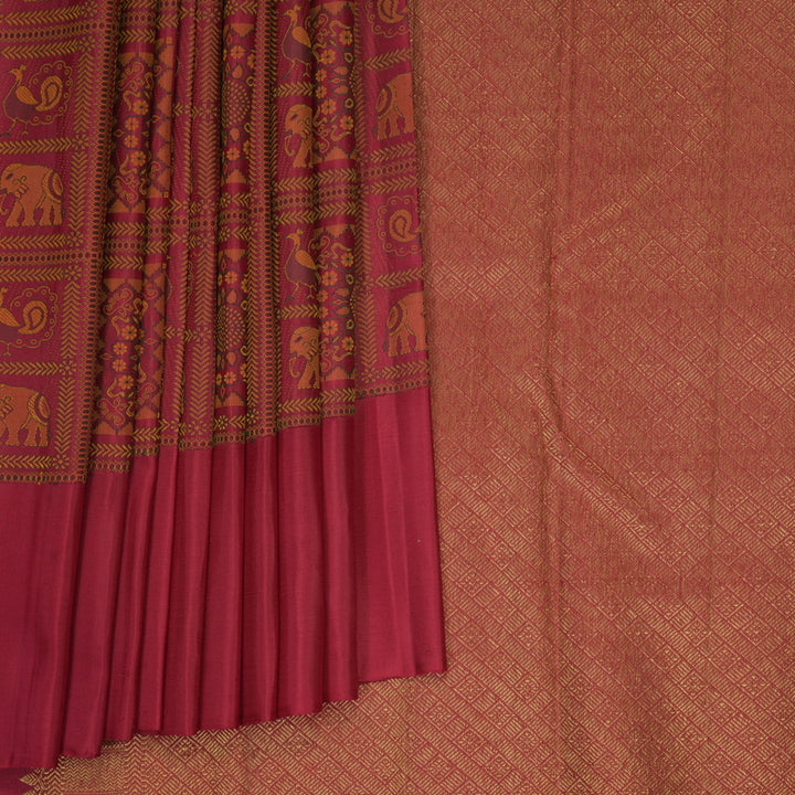 Hayagrivas Handloom Maroon Kanjivaram Silk Saree KBF981I7-1