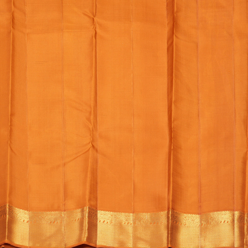 Hayagrivas Handloom Sage Green Kanjivaram Silk Saree with Warm Orange Border KBF982I1-1