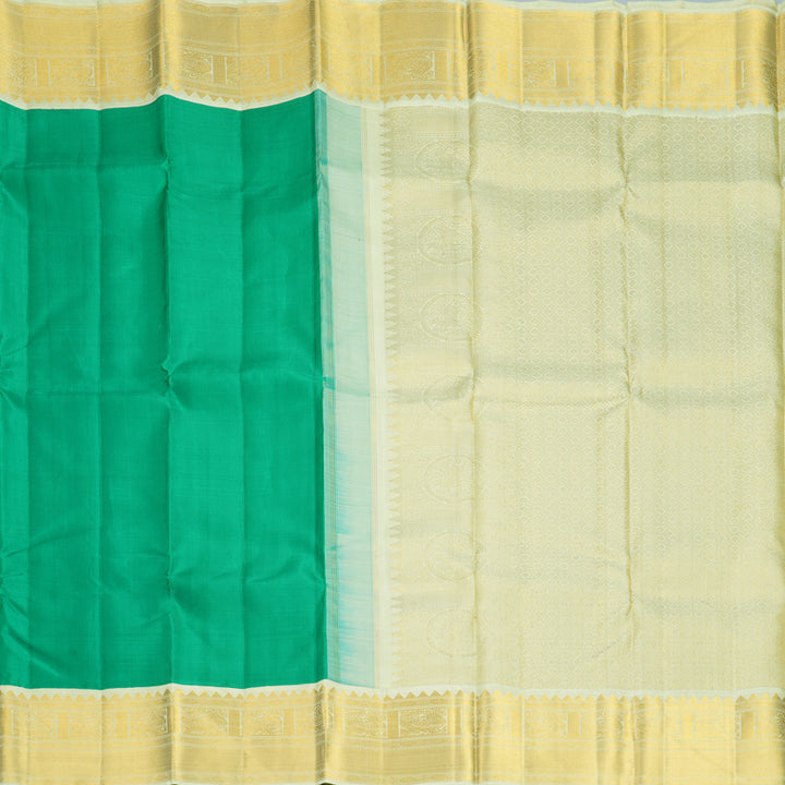 Hayagrivas Handloom Meenakshi Green Kanjivaram Silk Saree with Pista Green Border KBF982I2-4