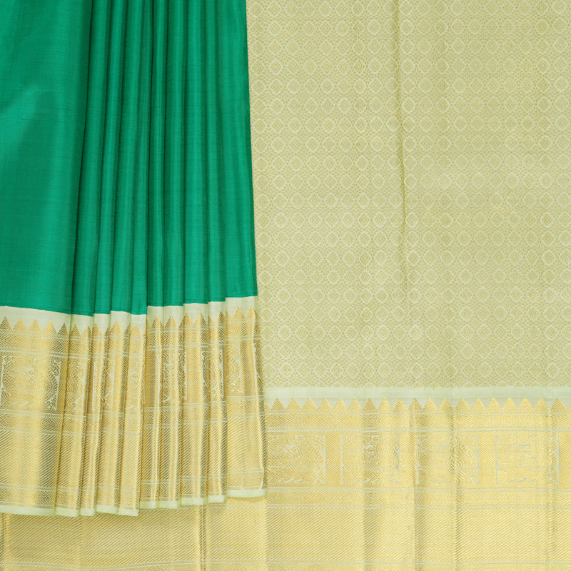Hayagrivas Handloom Meenakshi Green Kanjivaram Silk Saree with Pista Green Border KBF982I2-4