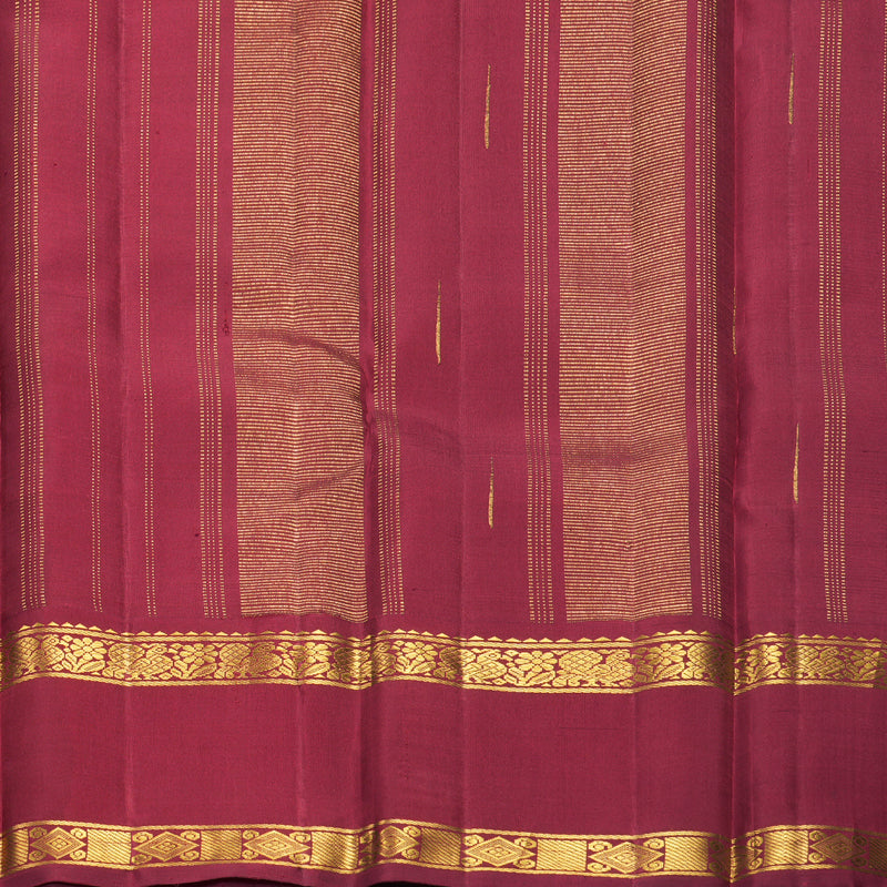 Hayagrivas Handloom Maroon &amp; Green Checks Kanjivaram Silk Saree with Maroon Border KBF985I6-1