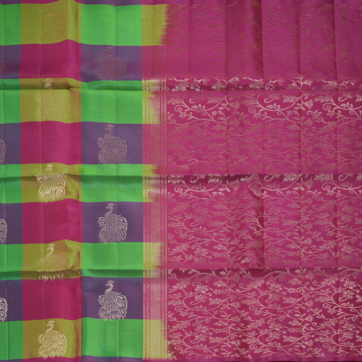 Hayagrivas Multicolour Checks Handloom Soft Silk Saree KBF987I1-2