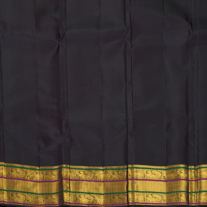 Hayagrivas Handloom Orange Kanjivaram Silk Saree with Deep Jamun Border KBF988I1-4