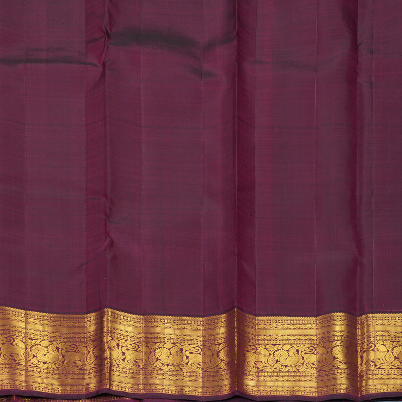 Hayagrivas Handloom Honey Mustard Kanjivaram Silk Saree with Purple Border KBF988I1-7