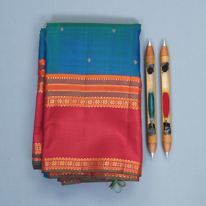 Hayagrivas Handloom Mayilkazhuthu Kanjivaram Silk Saree with Maroon Border KBF989I10-1