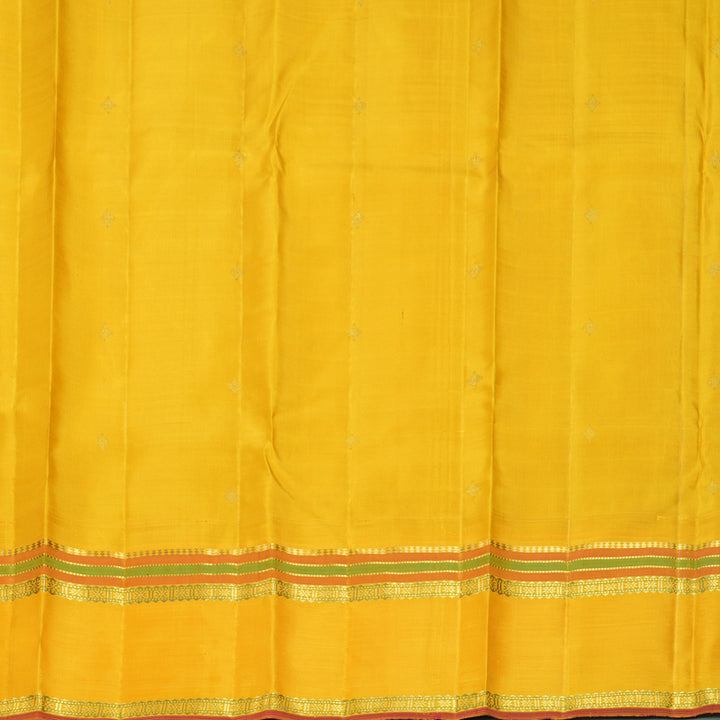 Hayagrivas Handloom Deep Nagapazham Kanjivaram Silk Saree with Mustard Yellow Border KBF989I11-1