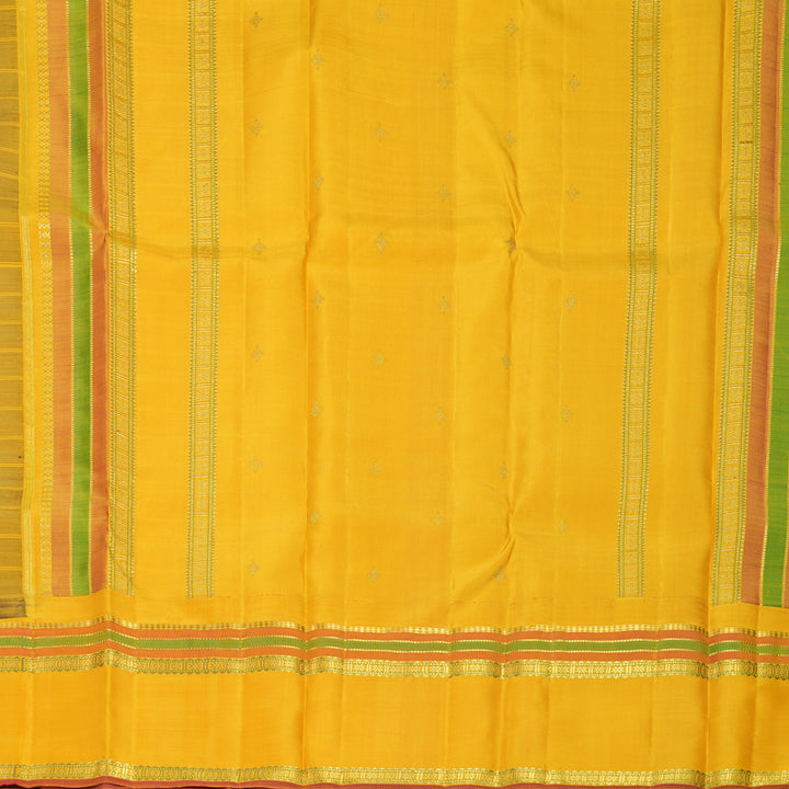 Hayagrivas Handloom Deep Nagapazham Kanjivaram Silk Saree with Mustard Yellow Border KBF989I11-1