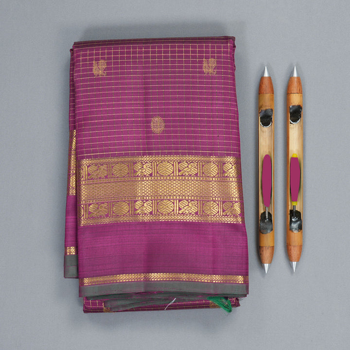 Hayagrivas Handloom Purple Kanjivaram Silk Saree KBF989I13-1