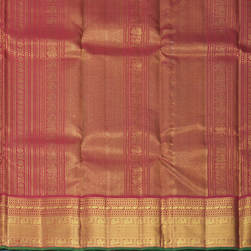 Hayagrivas Handloom Mustard &amp; Maroon Checks Kanjivaram Silk Saree with Maroon Border KBF989I14-1