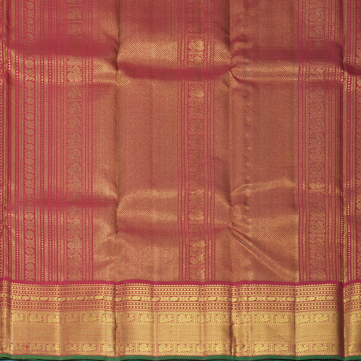 Hayagrivas Handloom Mustard &amp; Maroon Checks Kanjivaram Silk Saree with Maroon Border KBF989I14-1