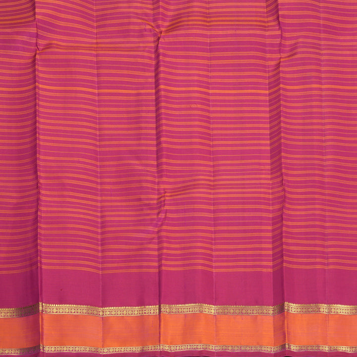 Hayagrivas Handloom Pink Kanjivaram Silk Saree with Orangish-Pink Border KBF989I6-1
