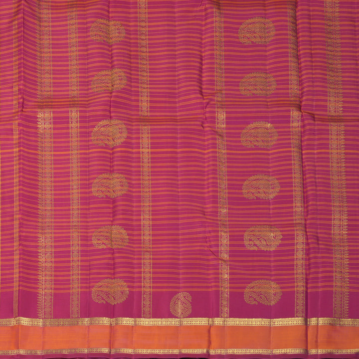 Hayagrivas Handloom Pink Kanjivaram Silk Saree with Orangish-Pink Border KBF989I6-1