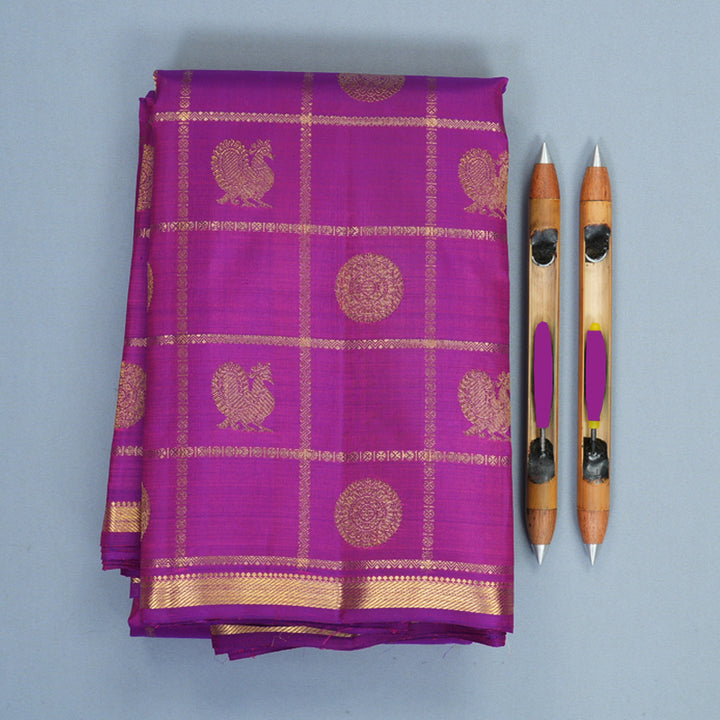 Hayagrivas Handloom Purple Kanjivaram Silk Saree KBF990I1-1