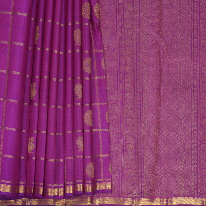 Hayagrivas Handloom Purple Kanjivaram Silk Saree KBF990I1-1