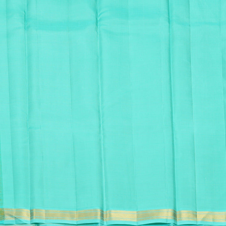 Hayagrivas Handloom Pista Green Kanjivaram Silk Saree with Sky Blue Border KBF991I1-1